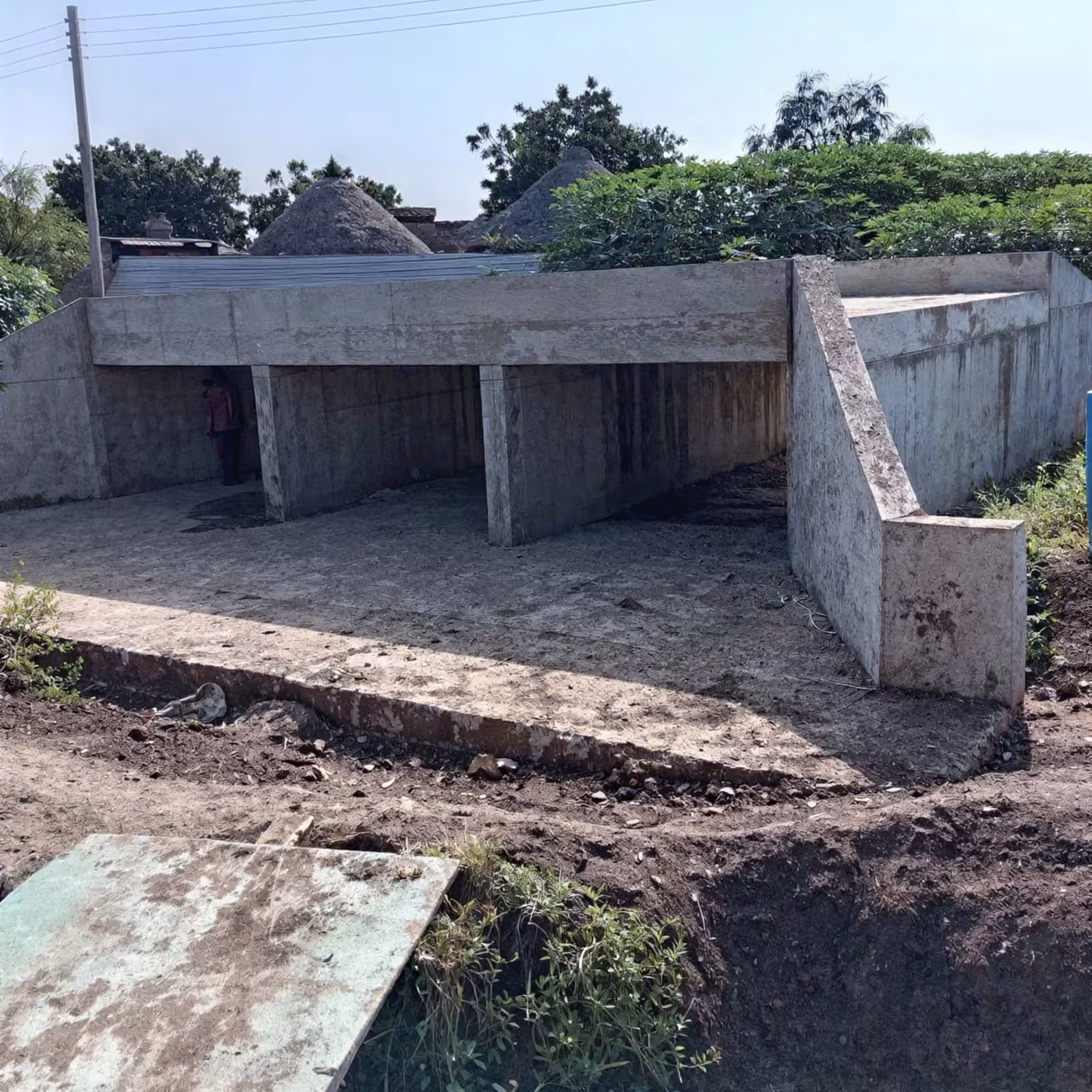 Wide view of the Gadareef box culvert and its approach channel.